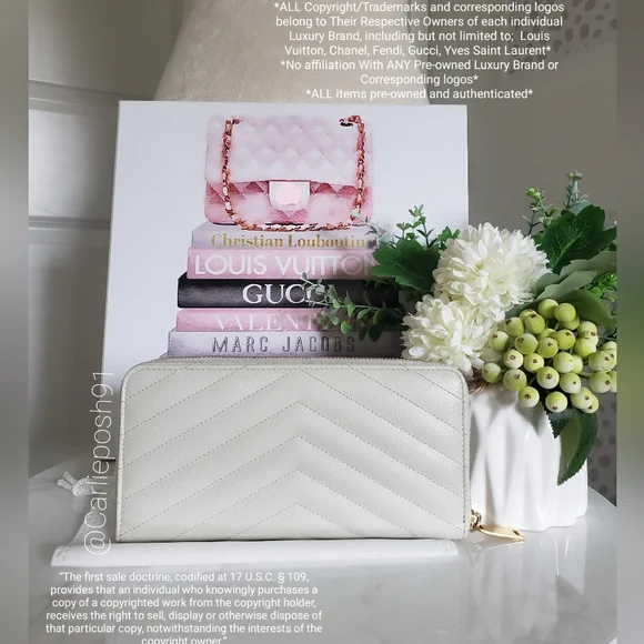 *SOLD* Authentic Pre-owned Yves Saint Laurent Grain De Poudre Zip Around Wallet - Picture 2 of 11